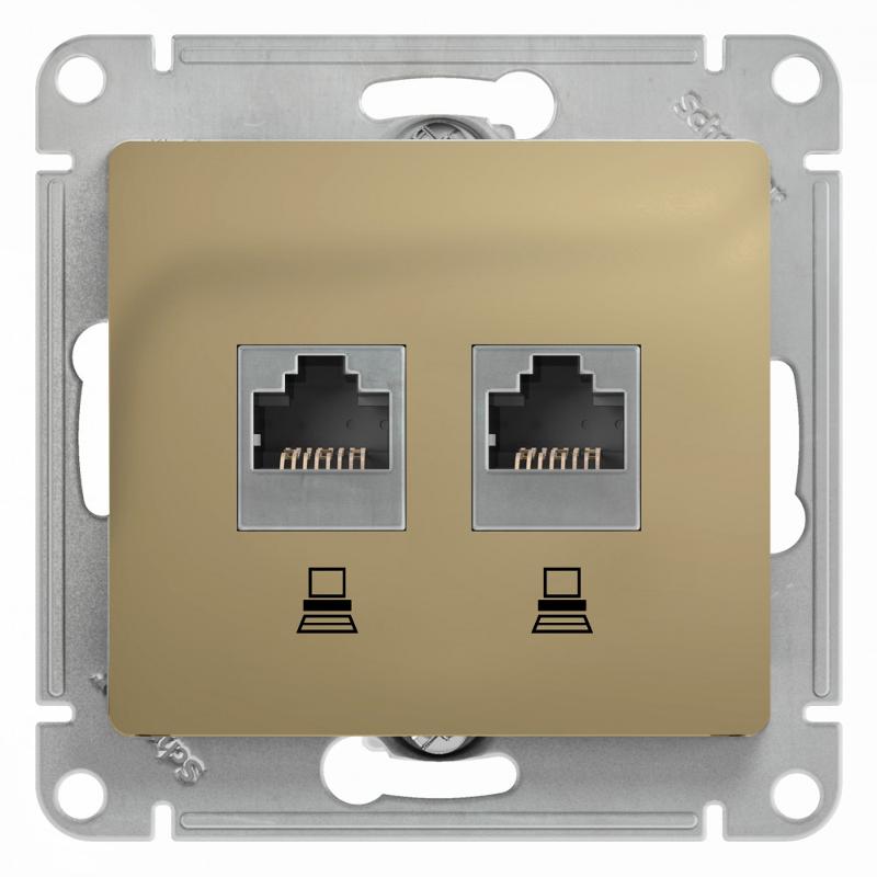 Glossa Титан Розетка 2-ая компьютерная RJ45+RJ45, кат.5E | GSL000485KK | SE — Systeme Electric