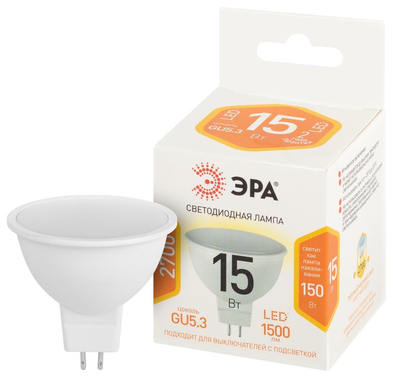 Лампа светодиодная  STD LED MR16-15W-827-GU5.3 15Вт софит теплый белый свет GU5.3 | Б0066799 | ЭРА — ЭРА (Энергия света)