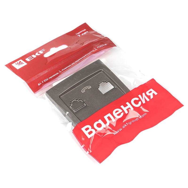 Валенсия лицевая панель розетки Phone 1-местная графит EKF PROxima |  EST01-L-034-60 |  EKF — миниатюра 2