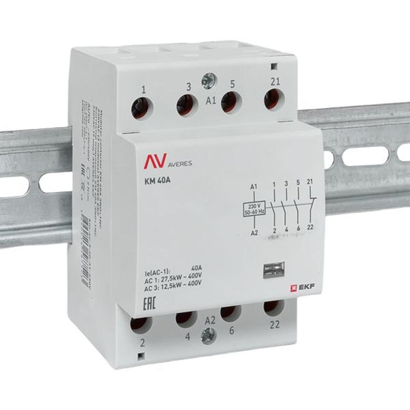 Контактор модульный КМ 40А 3NO+1NC 230VAC (3 мод.) AVERES km-av-3-40-31-230V EKF — миниатюра 2