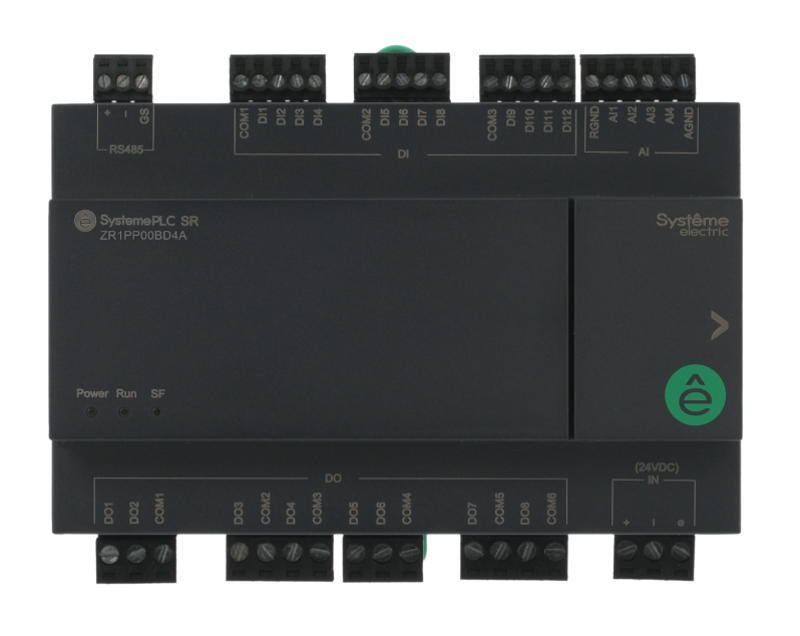 Интеллектуальное реле SR1; 24 VDC; 24 IO: 12 DI, 8 DO (реле); 4 AI; 1xRS485 | ZR1PP00BD4A | SE — Systeme Electric