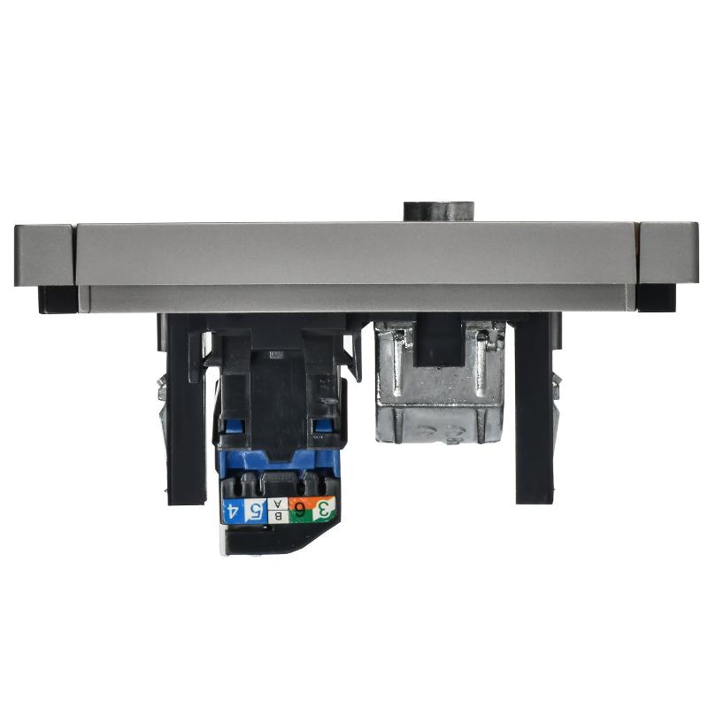 FORTE&PIANO Розетка двойная TV+RJ45 кат.6 FP537 сталь | FP-AK20-2-K46 | IEK — миниатюра 5