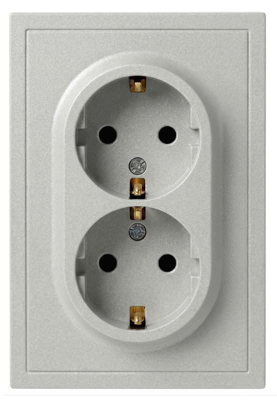 Розетка Galaxy 15-2104-03 с заземлением двойная 2X2P+E Schuko 16А-250В IP20 алюминий | Б0070681 | ЭРА — ЭРА (Энергия света)
