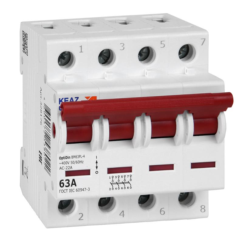 Выключатель нагрузки модульный OptiDin BM63PL-463-УХЛ3 (BM63PL) | 328176 | КЭАЗ — КЭАЗ (Курский электроаппаратный завод)