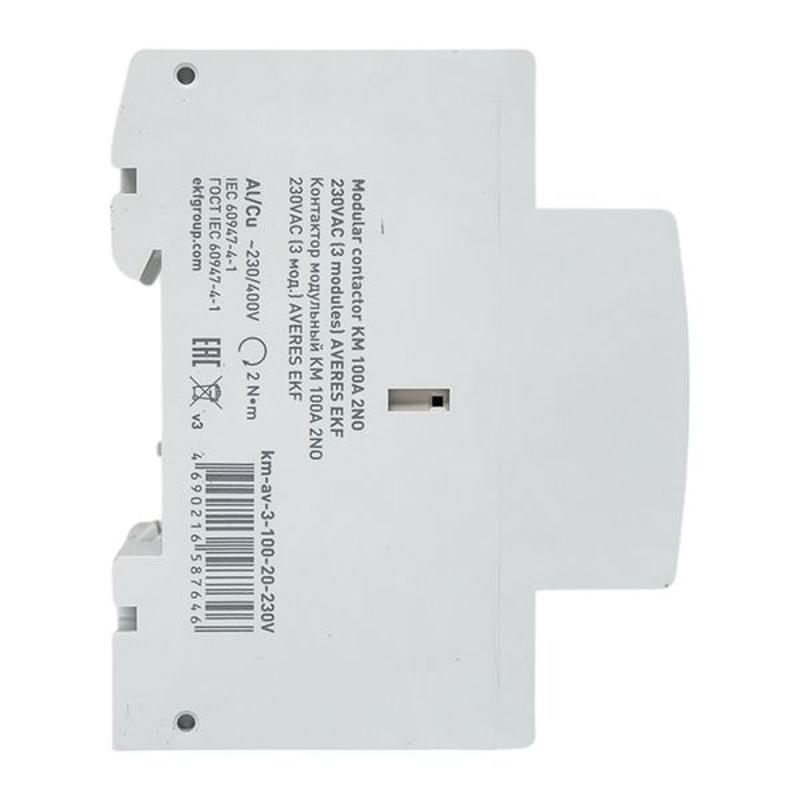 Контактор модульный КМ 100А 2NО 230VAC (3 мод.) AVERES | km-av-3-100-20-230V | EKF — миниатюра 4