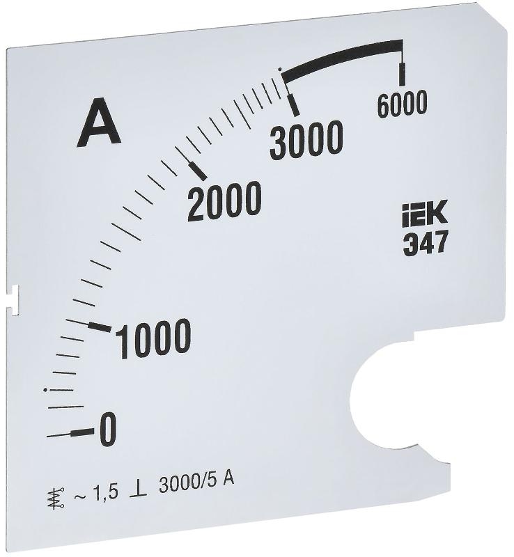 Шкала смен. для амперметра Э47 3000/5А-1,5 96х96мм | IPA20D-SC-3000 | IEK — IEK (ИЭК)