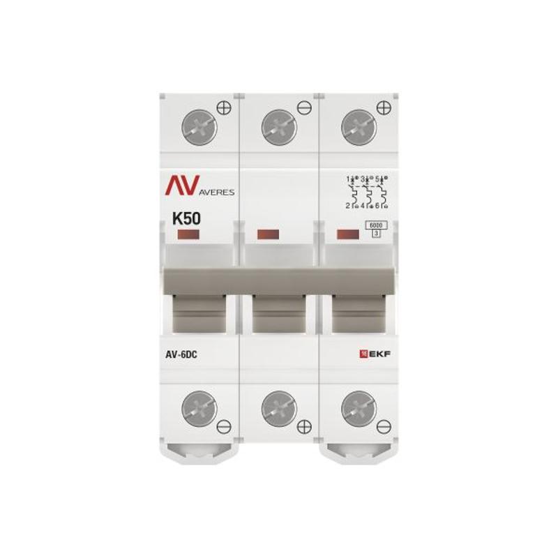 Выключатель автоматический AV-6 DC 3P 50A (K) 6kA AVERES | mcb6-DC-3-50K-av | EKF — миниатюра 4