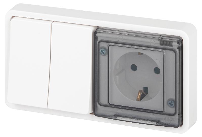 Блок розетка с выключателем Эксперт 11-7522-01 двойной IP55, 16A(10AX)-250В, СУ, Белый | Б0063274 | ЭРА — ЭРА (Энергия света)