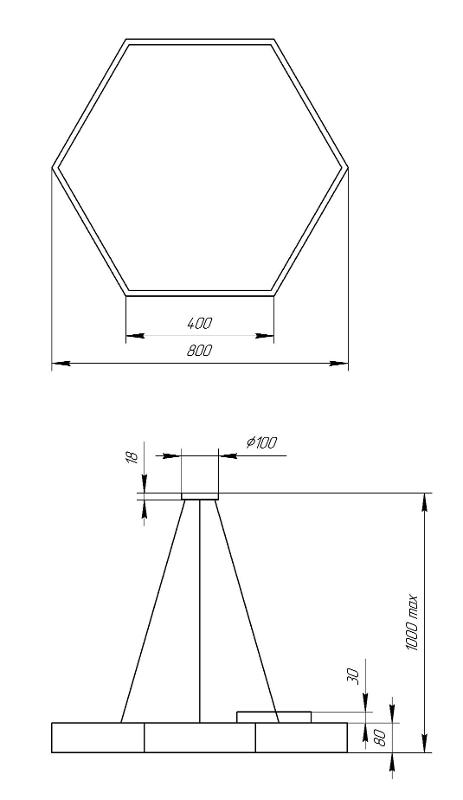 Светильник светодиодный Geometria Hexagon SPO-122-B-40K-066 66Вт 4000К 4800Лм IP40 800*800*80 черный подвесной | Б0050553 | ЭРА — миниатюра 4