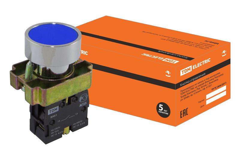 Кнопка BА61 без подсветки синий 1з  | SQ0704-0041 | TDM — TDM ELECTRIC