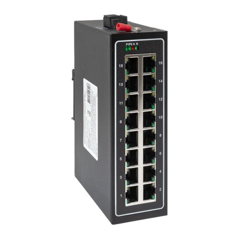 Промышленный неуправляемый коммутатор U-16T, 16 портов 10/100Base-T(X) RJ45, монтаж на динрейку TSX |TSX-U-16T|EKF — EKF
