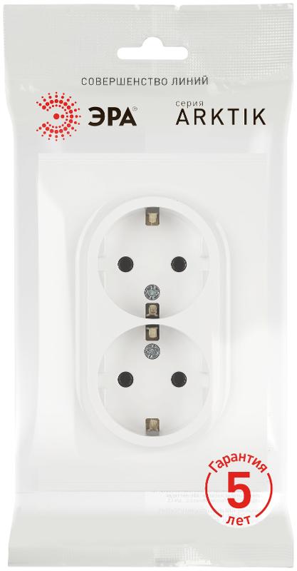 Розетка Arktik 16-2104-08 двойная с заземлением 2X2P+E Schuko 16А-250В белый матовый | Б0070451 | ЭРА — миниатюра 2