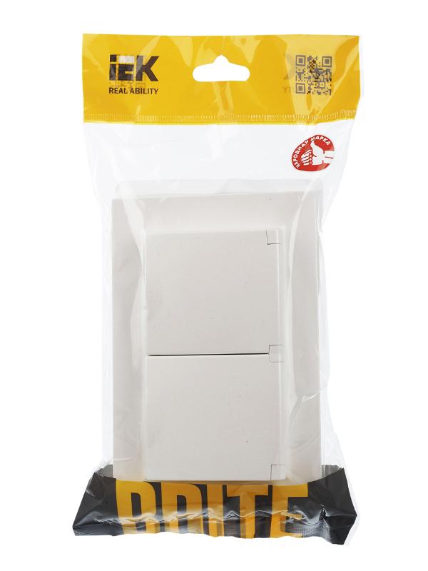 BRITE Розетка 2-ая с крышкой 16А в сб IP44 РСбш12-3-44-БрЖ жемчуг | BR-R26-16-44-K36-F | IEK — миниатюра 16