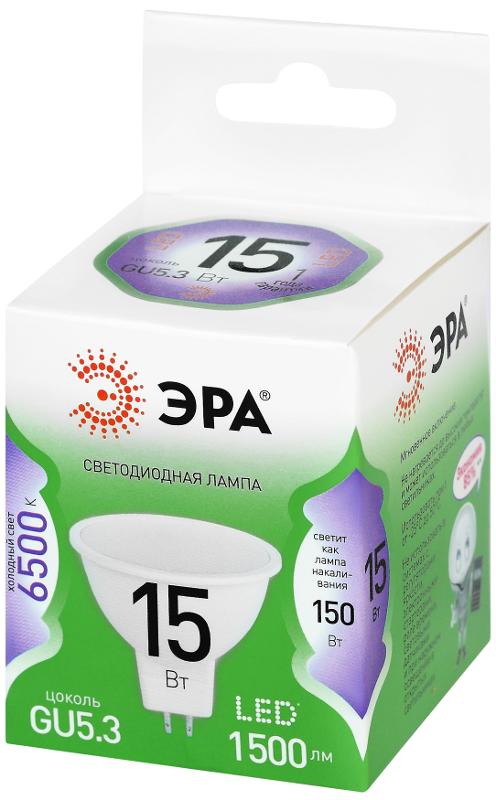 Лампа светодиодная  GREEN LINE LED MR16-15W-865-GU5.3 GL 15Вт софит холодный свет GU5.3 | Б0070075 | ЭРА — миниатюра 2