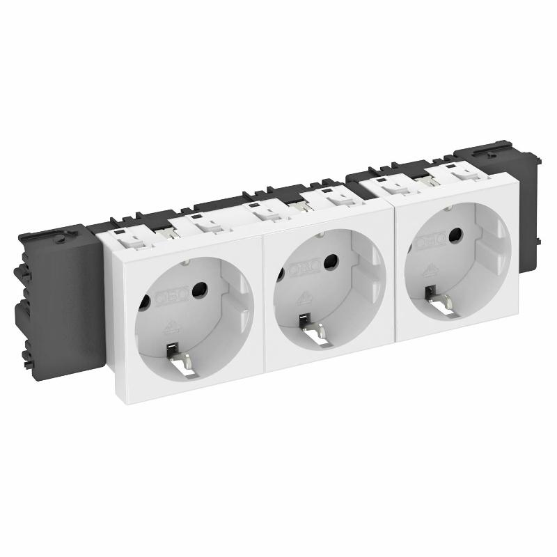 Розетка тройная 0° Modul45connect с з/к, 250 В, 16A (белый) (STD-D0C RW3) | 6120382 | OBO Bettermann — OBO Bettermann