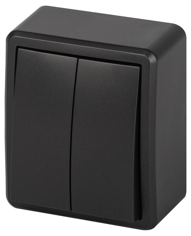 Выключатель ЭРА Эксперт 11-1204-05 двойной IP20 10АХ-250В ОУ Антрацит | Б0063026 | ЭРА — ЭРА (Энергия света)