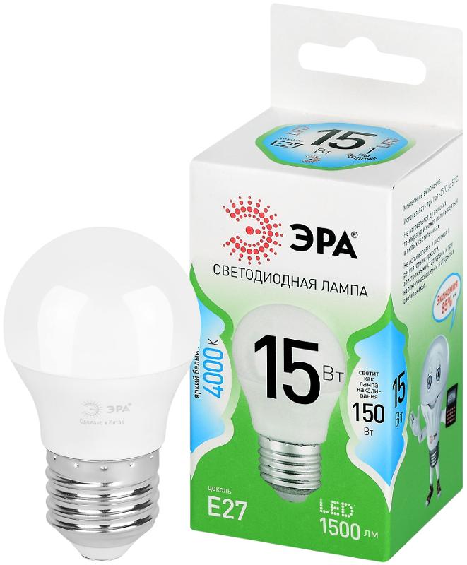 Лампа светодиодная  GREEN LINE LED P45-15W-840-E27 GL E27 15 Вт шар яркий белый свет | Б0066996 | ЭРА — ЭРА (Энергия света)