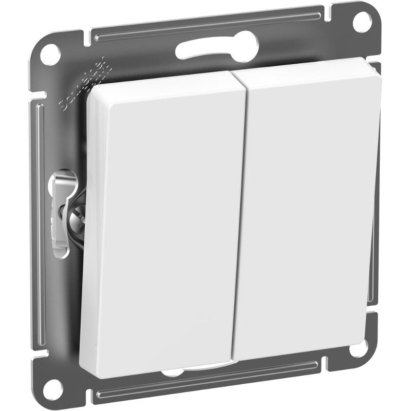 AtlasDesign Aqua Белый Выключатель 2-клавишный IP44 сх.5 10АХ | ATN440151 | SE — миниатюра 1