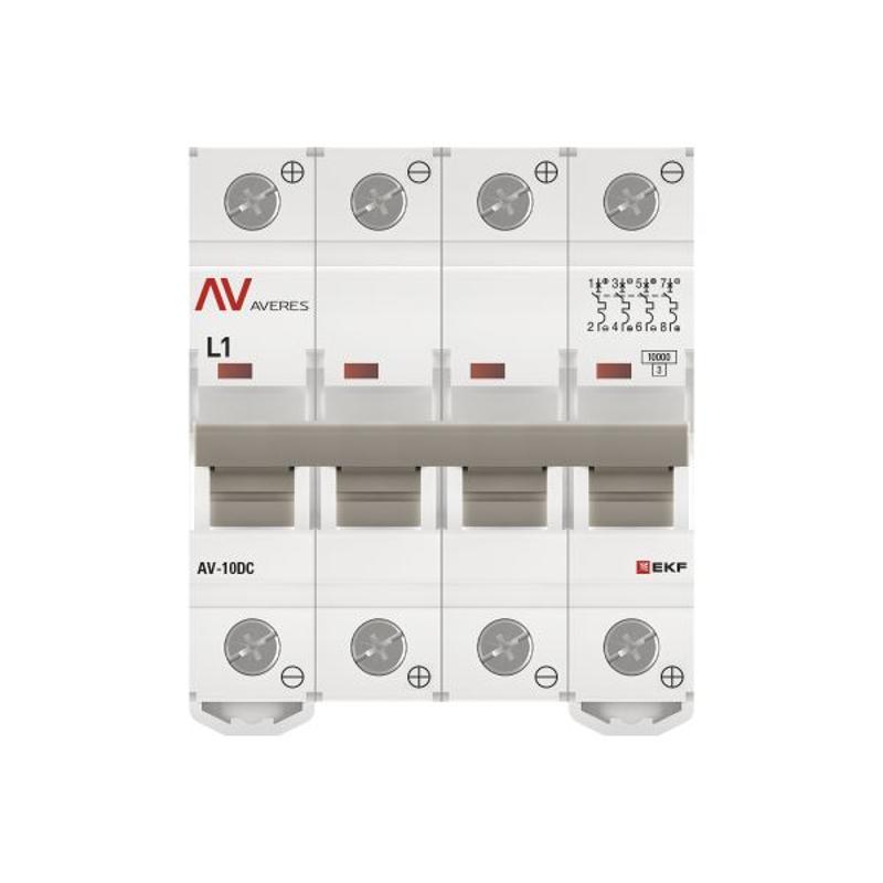 Выключатель автоматический AV-10 DC 4P 1A (L) 10kA AVERES | mcb10-DC-4-01L-av | EKF — миниатюра 4