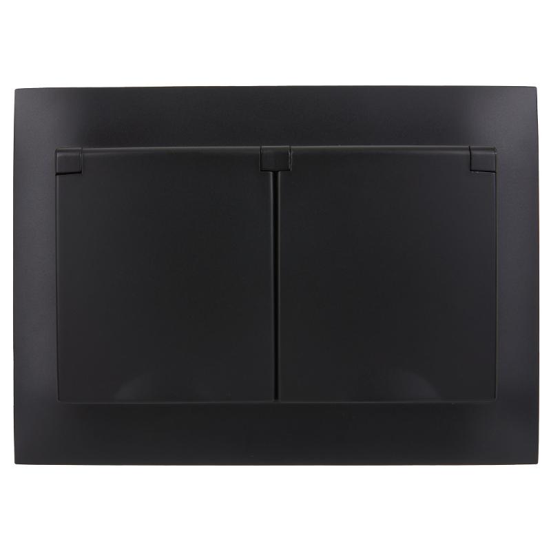 SKANDY Розетка 2-местная с кр. 16А в сб IP44 SK-R12Bl черный | SK-R26-16-44-K02-F | IEK — миниатюра 2