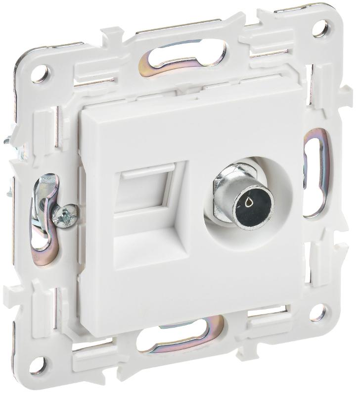 SKANDY Розетка двойная TV+RJ45 кат.5E SK-A14W арктический белый | SK-AK20-1-K01 | IEK — IEK (ИЭК)