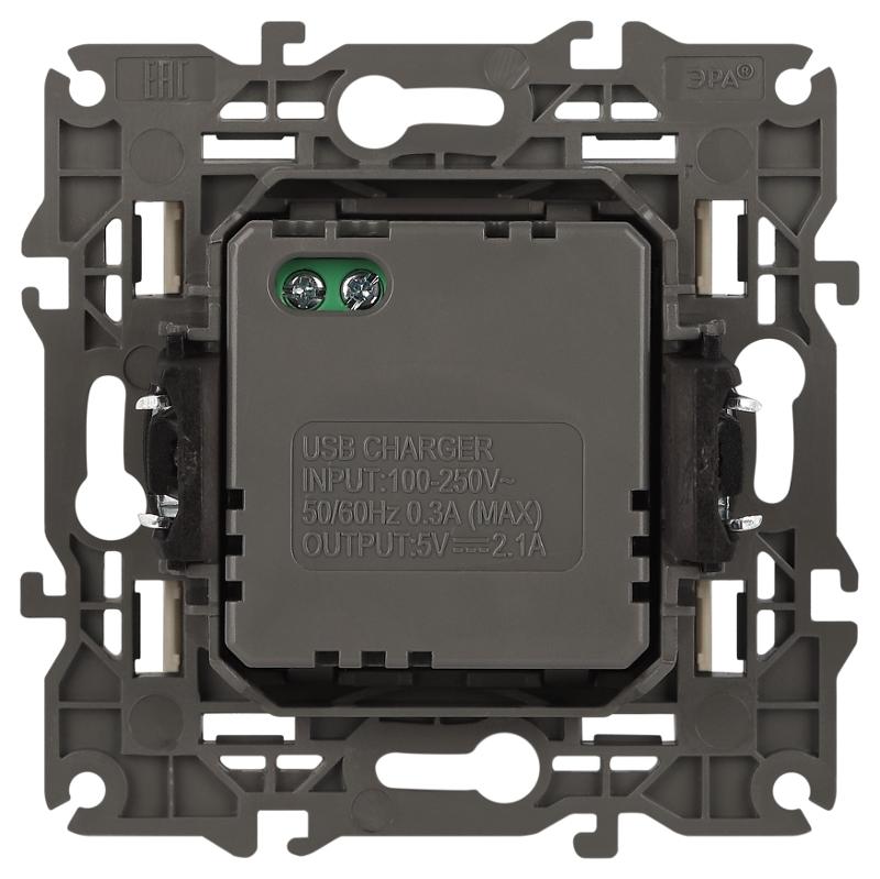 14-4110-02 Устройство зарядное USB, 230В/5В-2100мА, IP20, Эра Elegance, сл.кость | Б0034359 | ЭРА — миниатюра 4