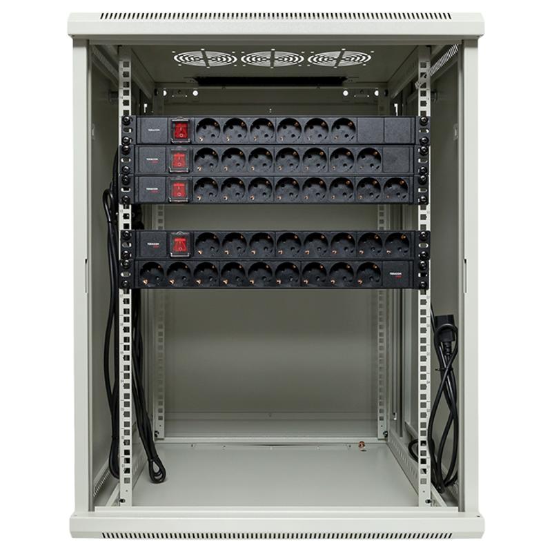 Шкаф настенный 19" TERACOM PRO 15U 600х600 мм дверь стеклянная с замком-ручкой серый|TRP-WLL-1566-40G|EKF — миниатюра 2