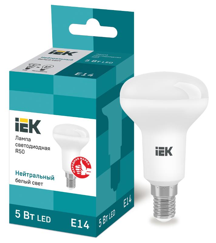 Лампа светодиодная LED 5Вт Е14 220В 4000К R50 рефлектор | LLE-R50-5-230-40-E14 | IEK — миниатюра 1