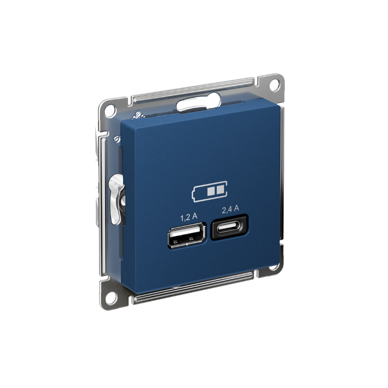AtlasDesign Аквамарин USB Розетка A+С, 5В/2,4А, 2х5В/1,2А, механизм | ATN001139 | SE — Systeme Electric