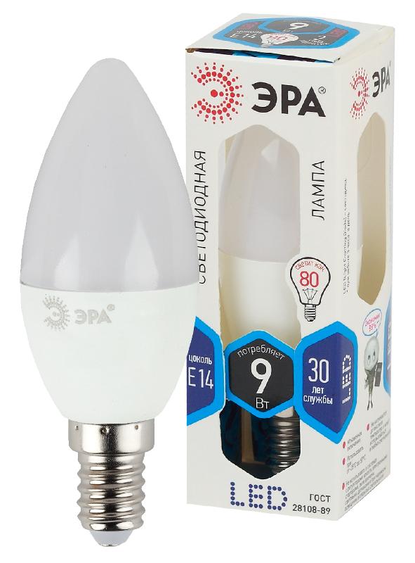 Лампа светодиодная LED 9Вт Е14 4000К СТАНДАРТ smd B35-9w-840-E14 свеча | Б0027970 | ЭРА — миниатюра 1