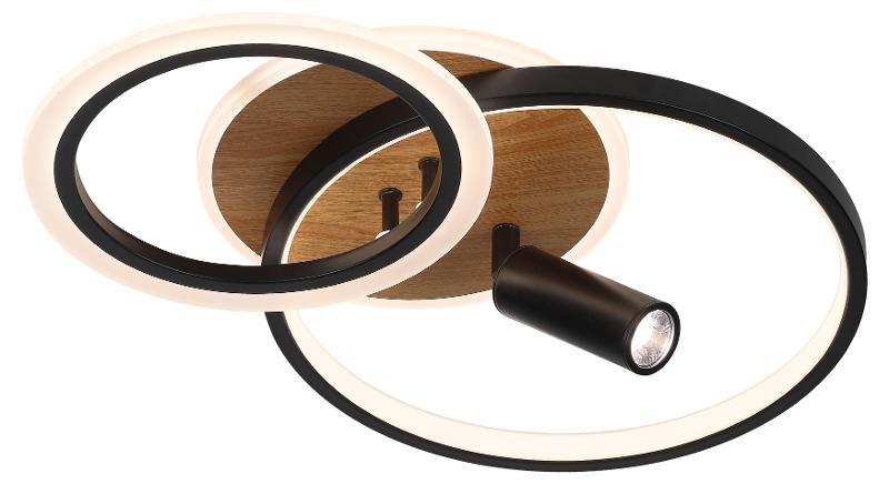 Светильник потолочный светодиодный  Модерн Rondo CLL-1-85-RC BK с ДУ 85W 3000-6500К черный/дерево | Б0069745 | ЭРА — миниатюра 1