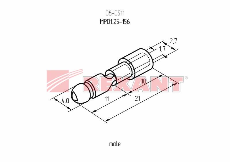 Разъем штекерный изолированный штекер 4 мм 0.5-1.5 мм² (РШи-п 1.5-4/РШИп 1,25-4) красный | 08-0511 | REXANT — миниатюра 4