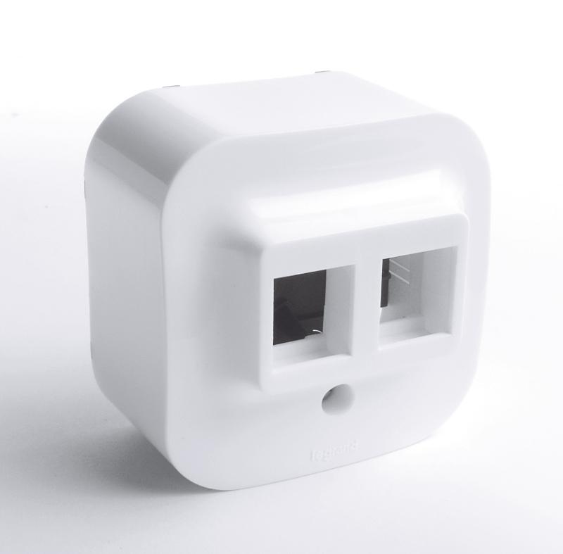 Quteo Белый Адаптер для 1 или 2 розеток RJ45 Keystone — миниатюра 2