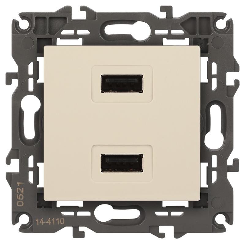 14-4110-02 Устройство зарядное USB, 230В/5В-2100мА, IP20, Эра Elegance, сл.кость | Б0034359 | ЭРА — миниатюра 1