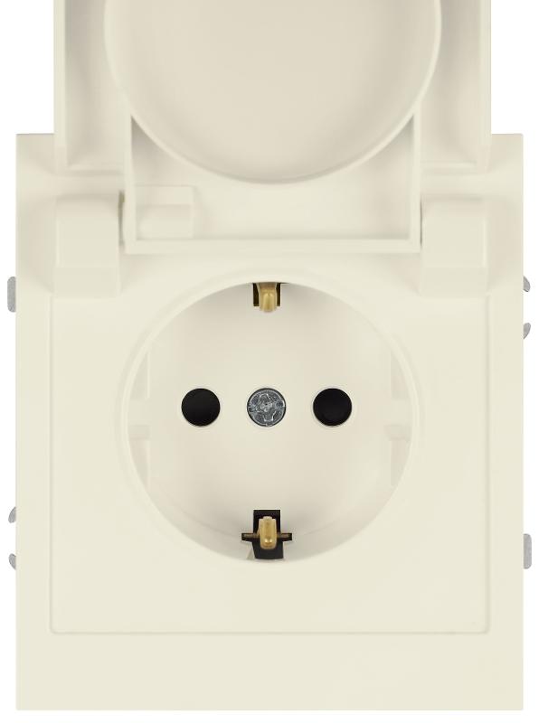 Розетка Arktik 16-2103-02 с заземлением 2P+E Schuko со шторками с крышкой 16А-250В слоновая кость | Б0070435 | ЭРА — миниатюра 3