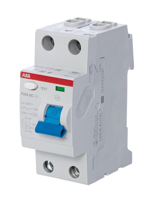 Выключатель дифференциальный (УЗО) F202 2п 40А 30мА тип AC | 2CSF202001R1400 | ABB — ABB