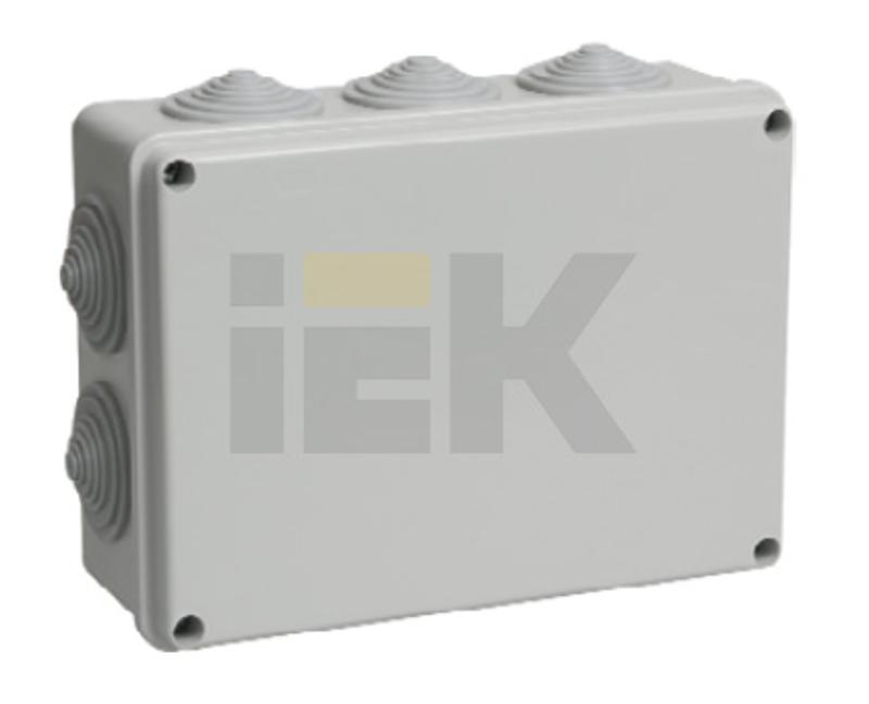 Коробка распределительная КМ41244 для о/п 190х140х70мм IP55 (RAL7035, 10 гермовводов) | UKO11-190-140-070-K41-55 | IEK — миниатюра 2