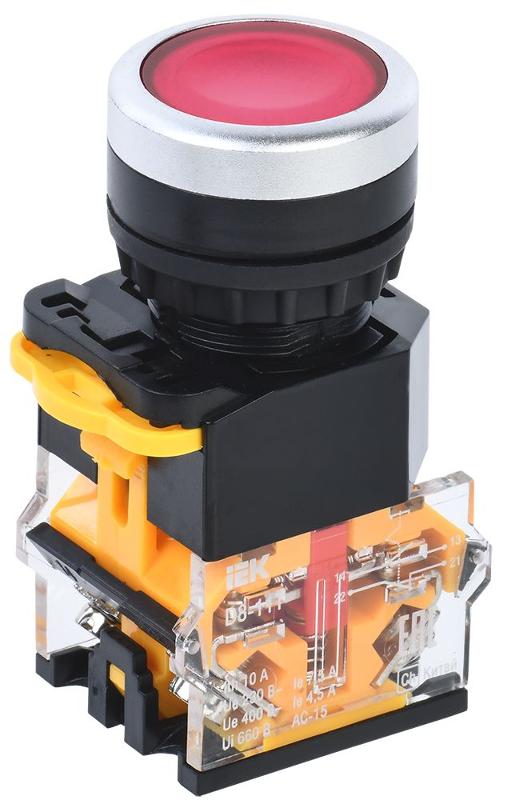Кнопка D8-11T d=22мм 1з+1р с фиксацией красная | BBT30-11T-3-21-K04 | IEK — IEK (ИЭК)
