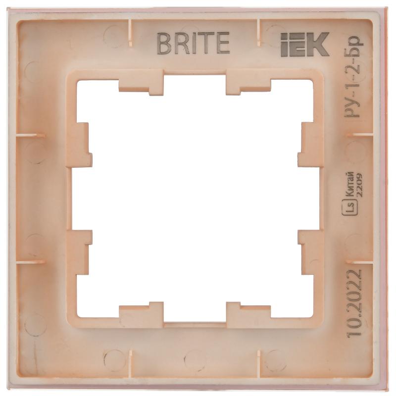 BRITE Рамка 1-ая РУ-1-2-БрП стекло персиковый матовый | BR-M12-G-31-K96 | IEK — миниатюра 5
