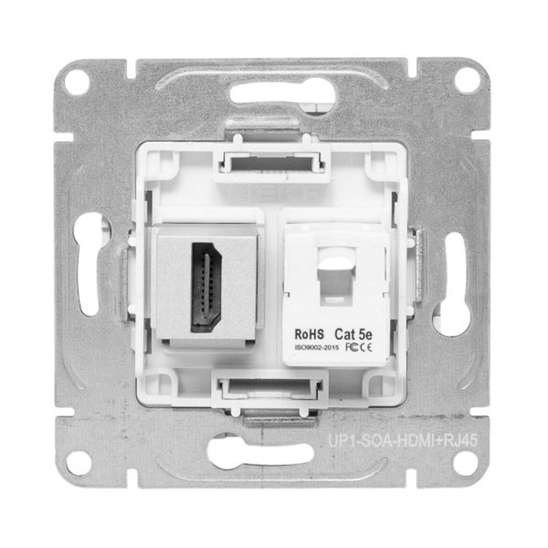 Механизм розетки HDMI+RJ45 (cat5), алюминий Эпика EKF | UP1-SOA-HDMI+RJ45 | EKF — миниатюра 7
