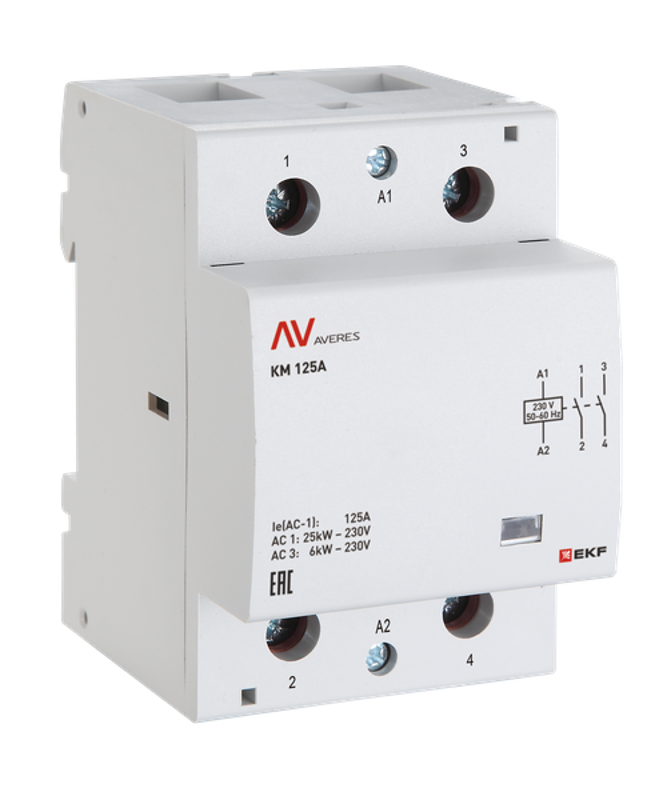 Контактор модульный КМ 40А 4NC 110VAC (3 мод.) AVERES | km-av-3-40-04-110V | EKF — EKF