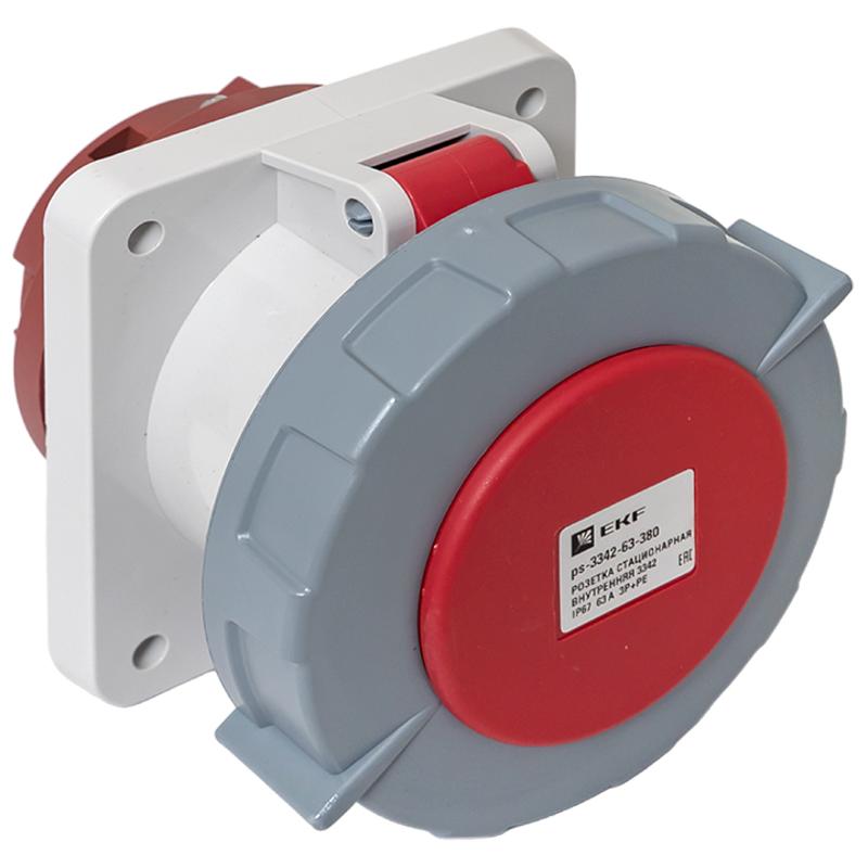 Розетка стационарная внутренняя 3342 3Р+РЕ 63А 380В IP67 EKF PROxima | ps-3342-63-380 | EKF — миниатюра 6