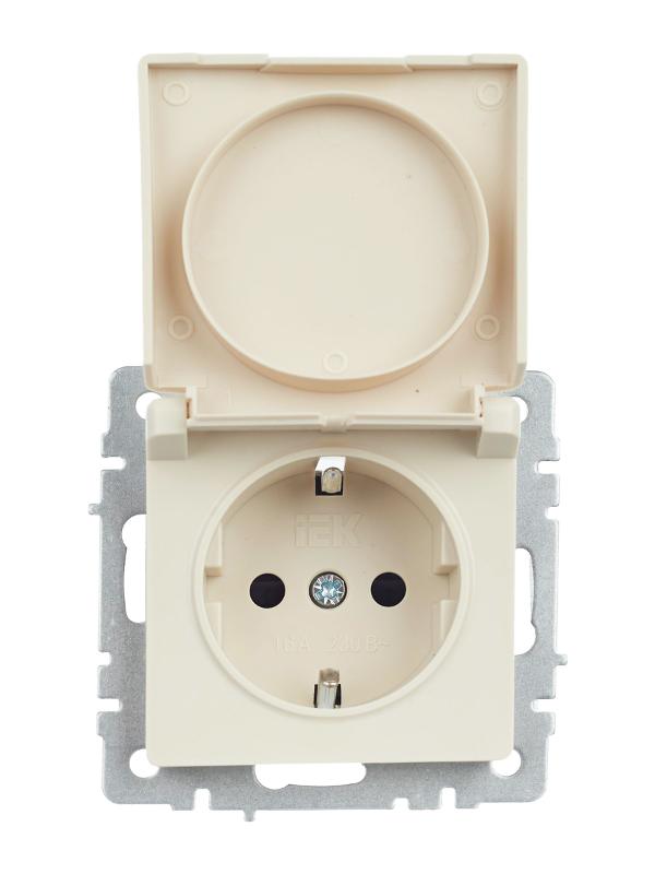 BRITE Розетка с заземлением со шторками с кр. 16А IP44 РСбш10-3-44-БрКр бежевый | BR-R16-16-44-K10 | IEK — миниатюра 10