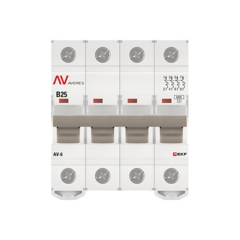 Выключатель автоматический четырехполюсный AV-6 25А B 6кА AVERES | mcb6-4-25B-av | EKF — миниатюра 10