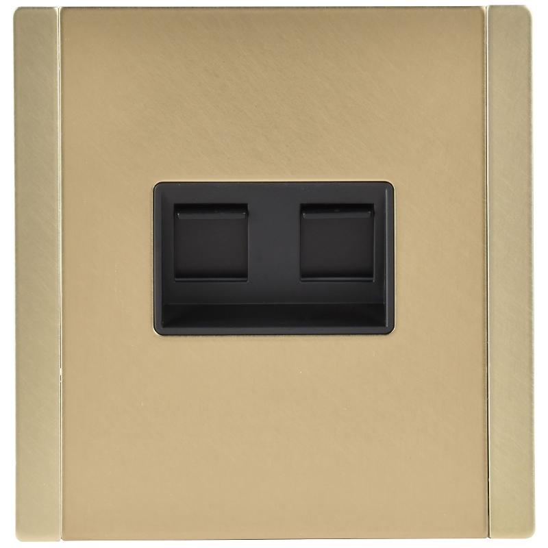 FORTE&PIANO Розетка комп. 2-ая RJ45 кат.6 FP634M металл шампань  | FP-K20-2-M-K37 | IEK — миниатюра 2