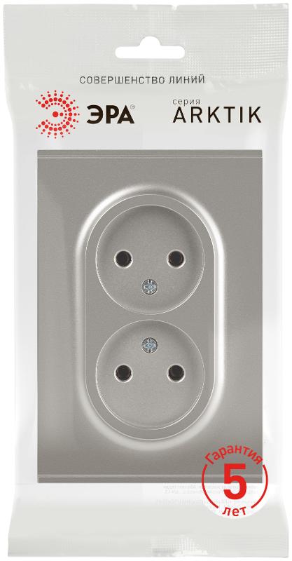 Розетка Arktik 16-2107-07 без заземления двойная 2X2P 16А-250В титан | Б0071687 | ЭРА — миниатюра 2