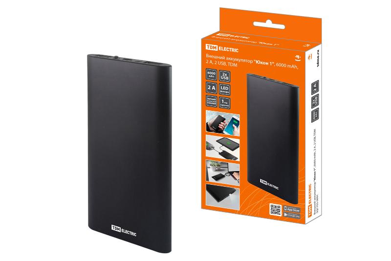 Аккумулятор внешний "Юкон 1", 6000 mAh, 2 А, 2 USB, | SQ1703-0001 | TDM — TDM ELECTRIC