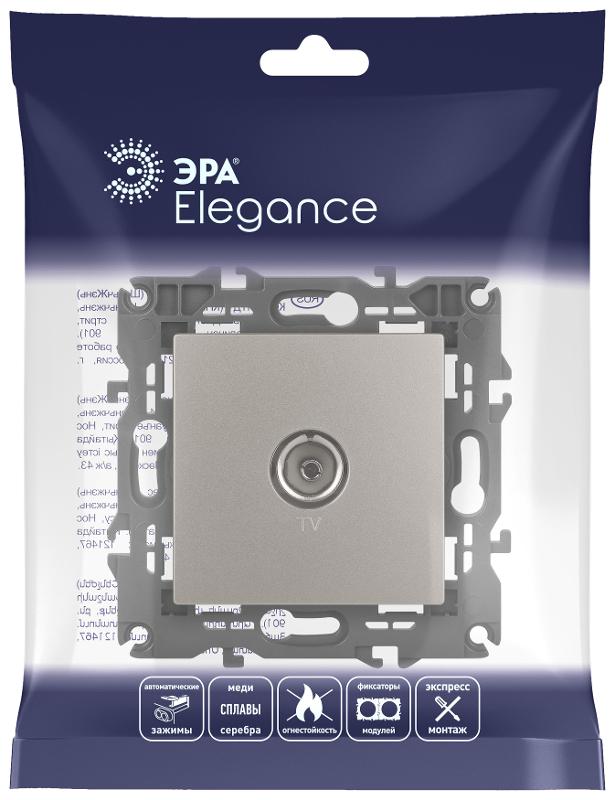 Розетка Elegance 14-3101-16 TV одиночная, титан | Б0065760 | ЭРА — миниатюра 2