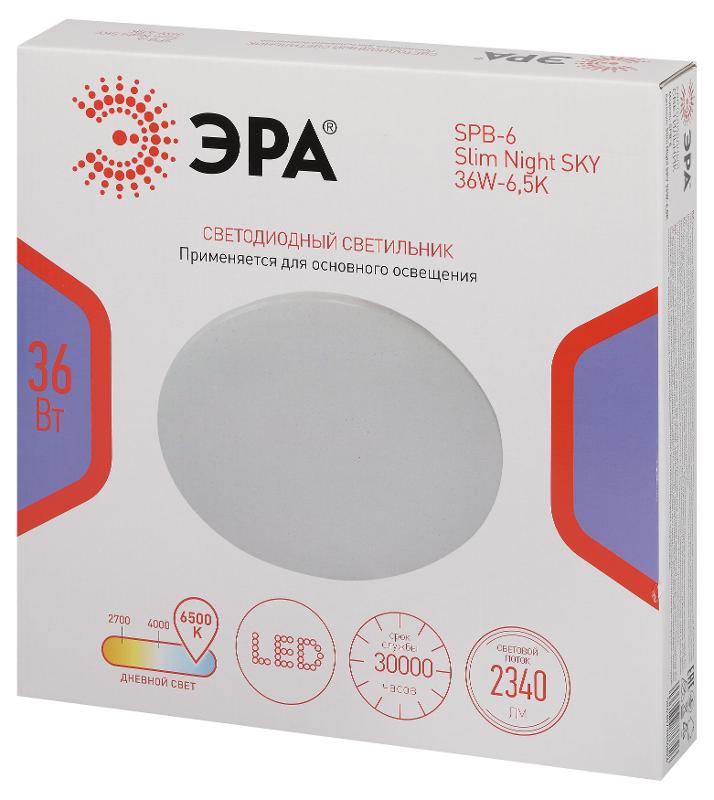Светильник потолочный светодиодный  Классик без ДУ SPB-6 Slim Night SKY 36W-6,5K 6500K | Б0069783 | ЭРА — миниатюра 2