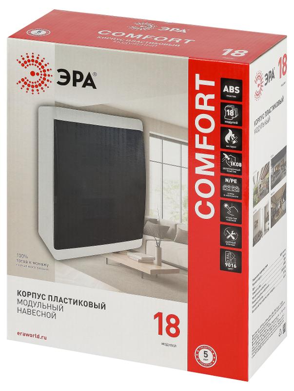 Корпус пластиковый навесной ЭРА COMFORT ЩРН-П-18 IP41 прозрачная крышка белый | Б0067239 | ЭРА — миниатюра 5